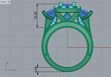 2-row round diamond ring 3412 3D print model 3D print model_5