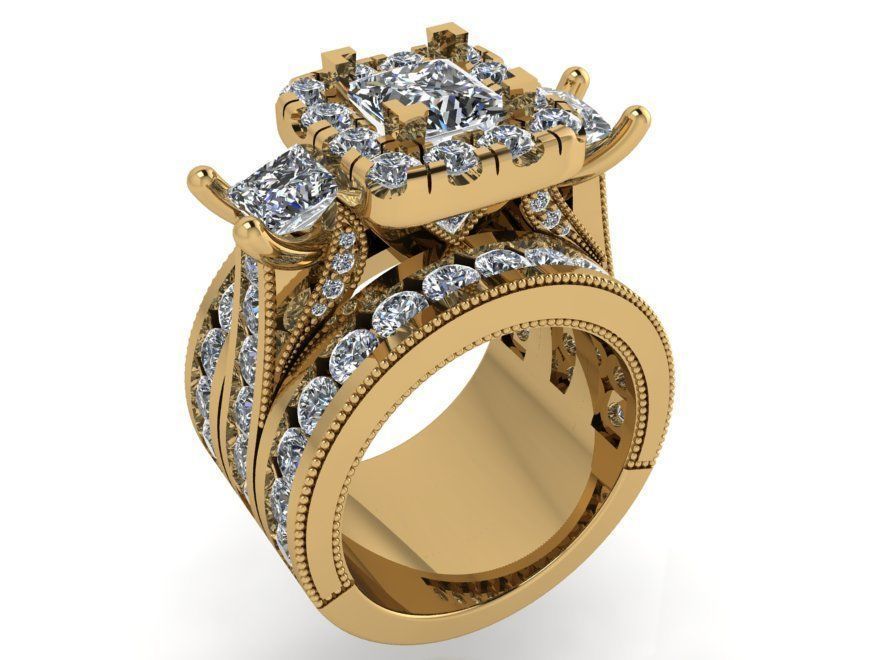 2-row round diamond ring 3412 3D print model 3D print model_1