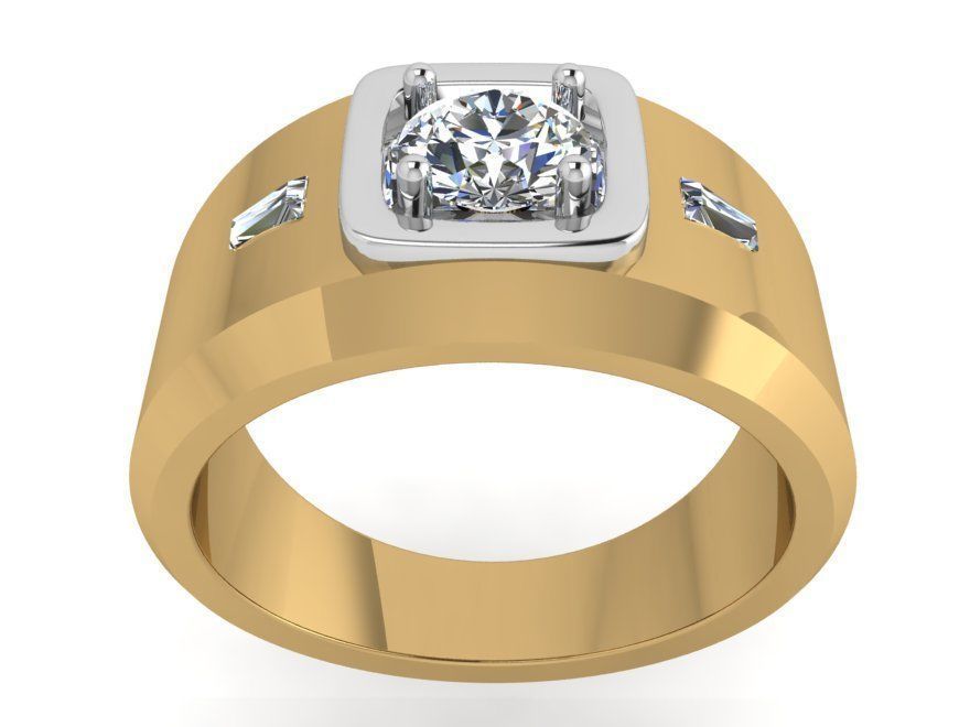 Round diamond signet ring 3413 3D print model 3D print model_1