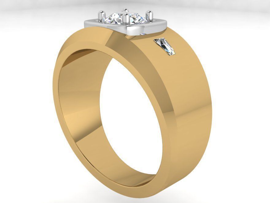 Round diamond signet ring 3413 3D print model 3D print model_2