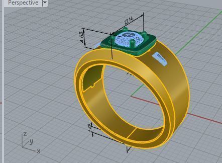 Round diamond signet ring 3413 3D print model 3D print model_7