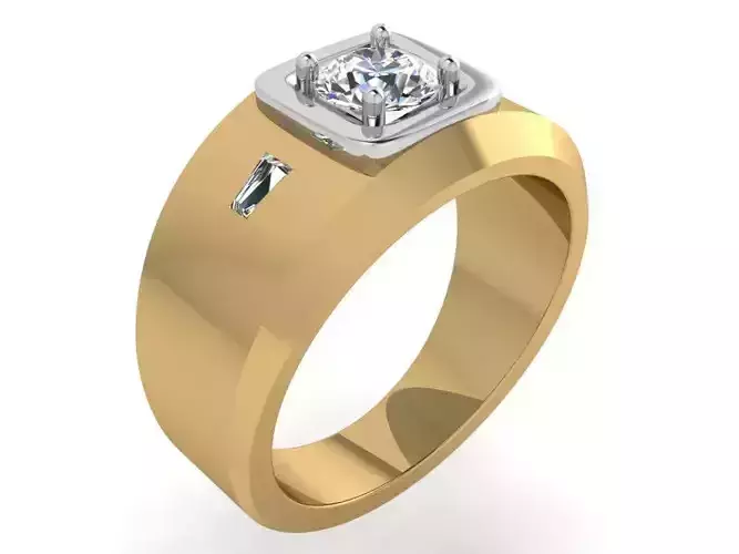 Round diamond signet ring 3413 3D print model 