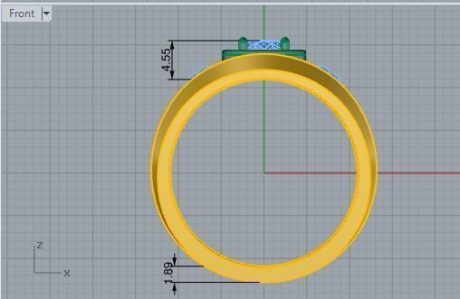Round diamond signet ring 3413 3D print model 3D print model_5