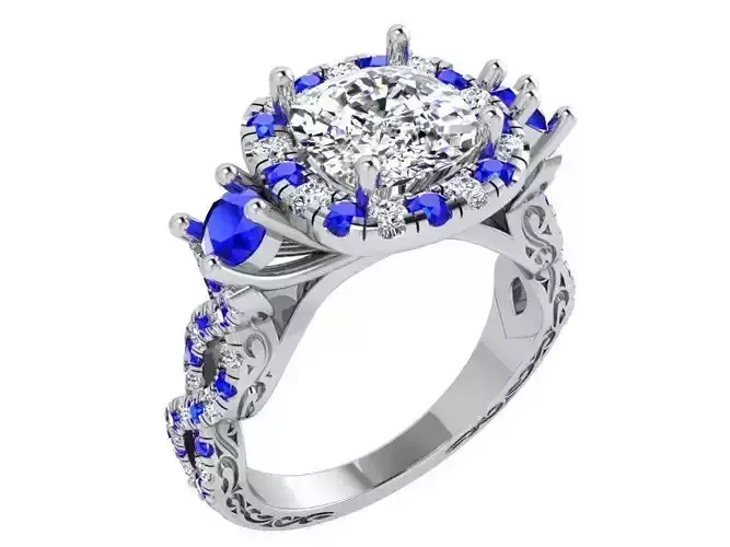 Infinity blue and white round ring 3414 3D print model 