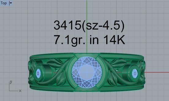 Round Diamond Engraved Ring  3415 3D print model  3D print model_4