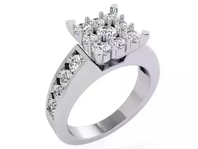 Bright square diamond ring 3416 3D print model 