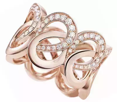 YD235 rose gold ring with diamonds 3D print model