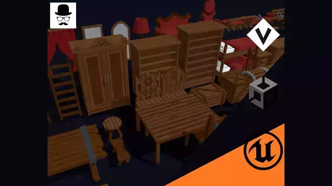 Props Pack - 3D Voxel Interior Models Low-poly 3D model