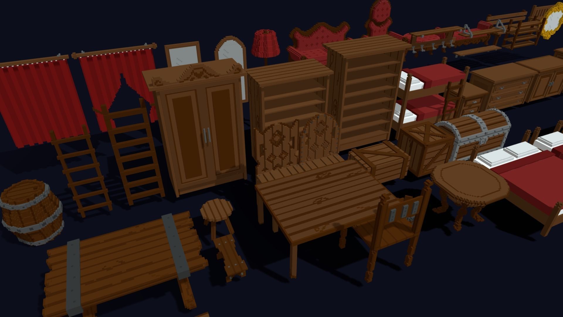 Props Pack - 3D Voxel Interior Models Low-poly 3D model_1