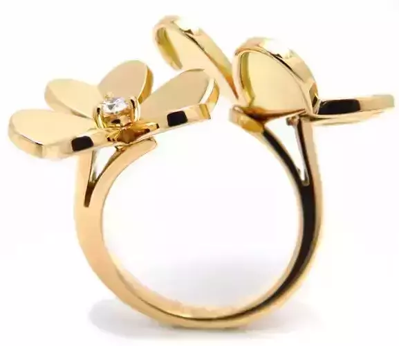 YD236 gold flower ring with diamonds 3D print model