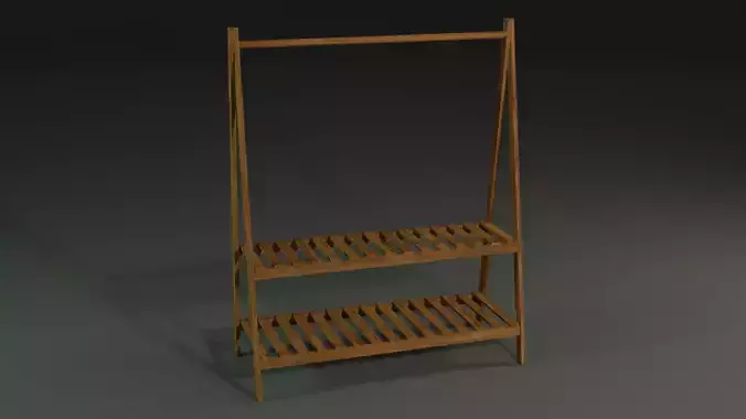 Low Poly Coat Rack  PBR Game Ready Furniture Asset