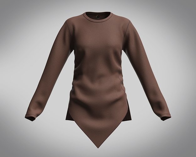 Girls Long top in brown 3D model