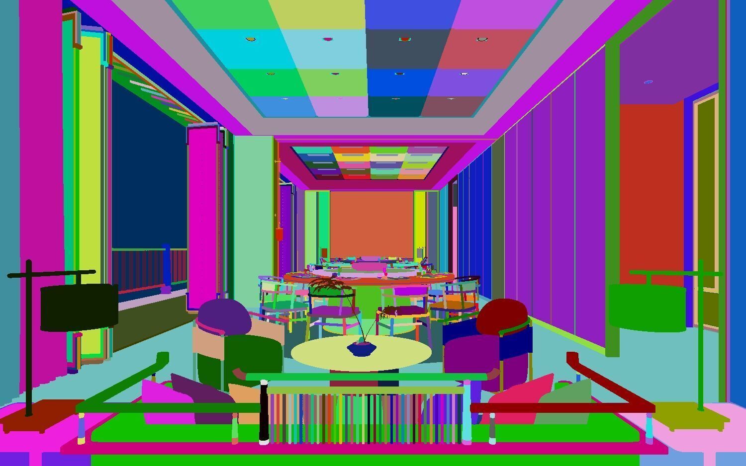 Chinese Mountain View Restaurant 3D model_4