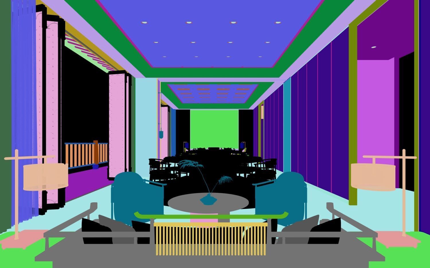 Chinese Mountain View Restaurant 3D model_2