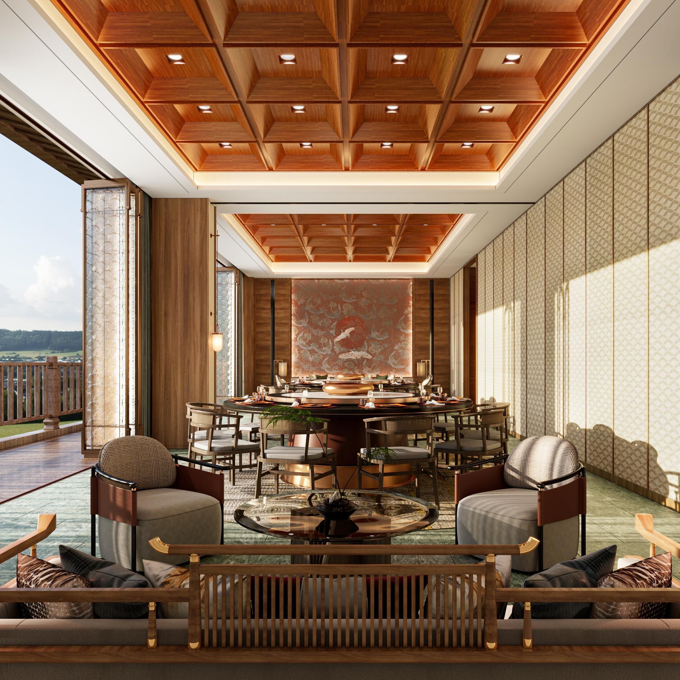 Chinese Mountain View Restaurant 3D model_1