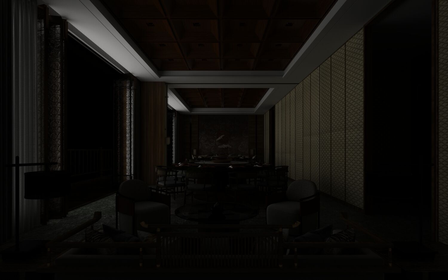 Chinese Mountain View Restaurant 3D model_5