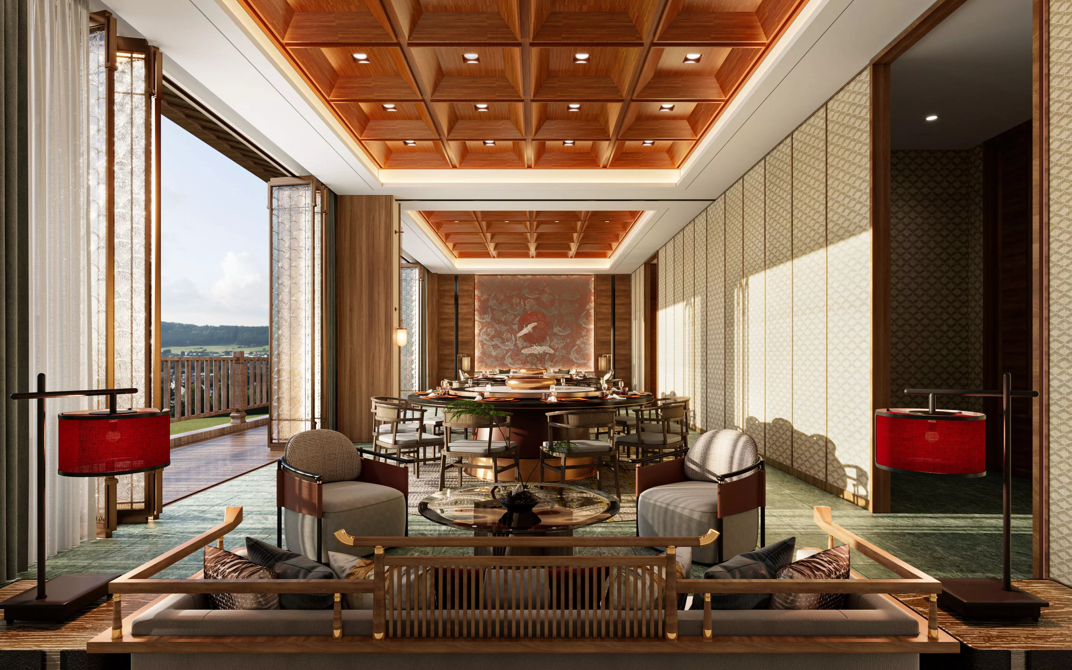 Chinese Mountain View Restaurant 3D model_0