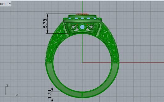 Gallant red stone diamond ring 3422 3D print model 3D print model_5