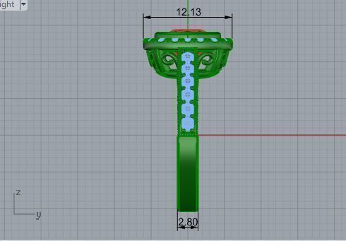 Gallant red stone diamond ring 3422 3D print model 3D print model_6