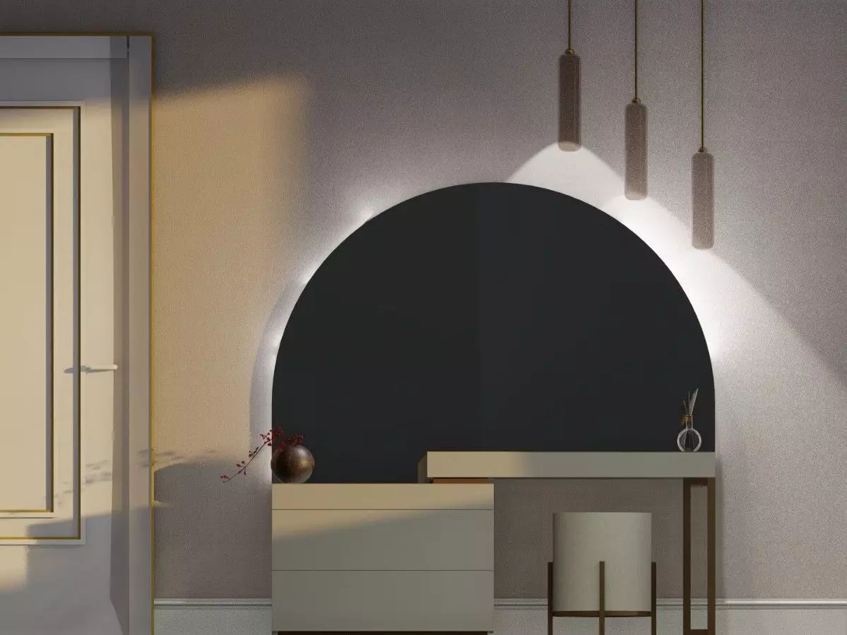 Makeup Table with Mirror 3D model_0