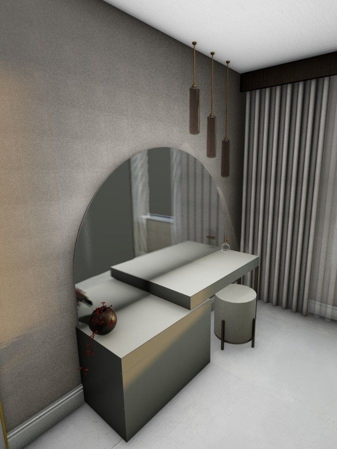 Makeup Table with Mirror 3D model_1