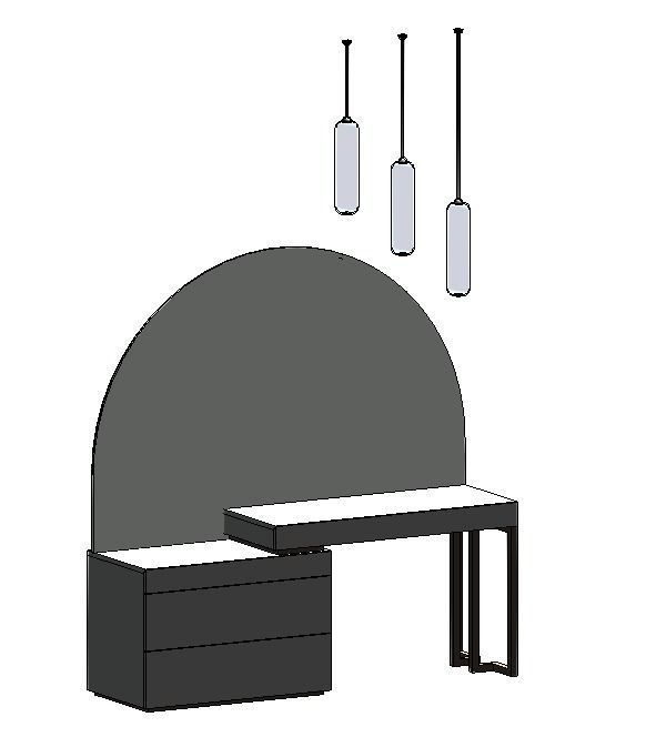 Makeup Table with Mirror 3D model_2