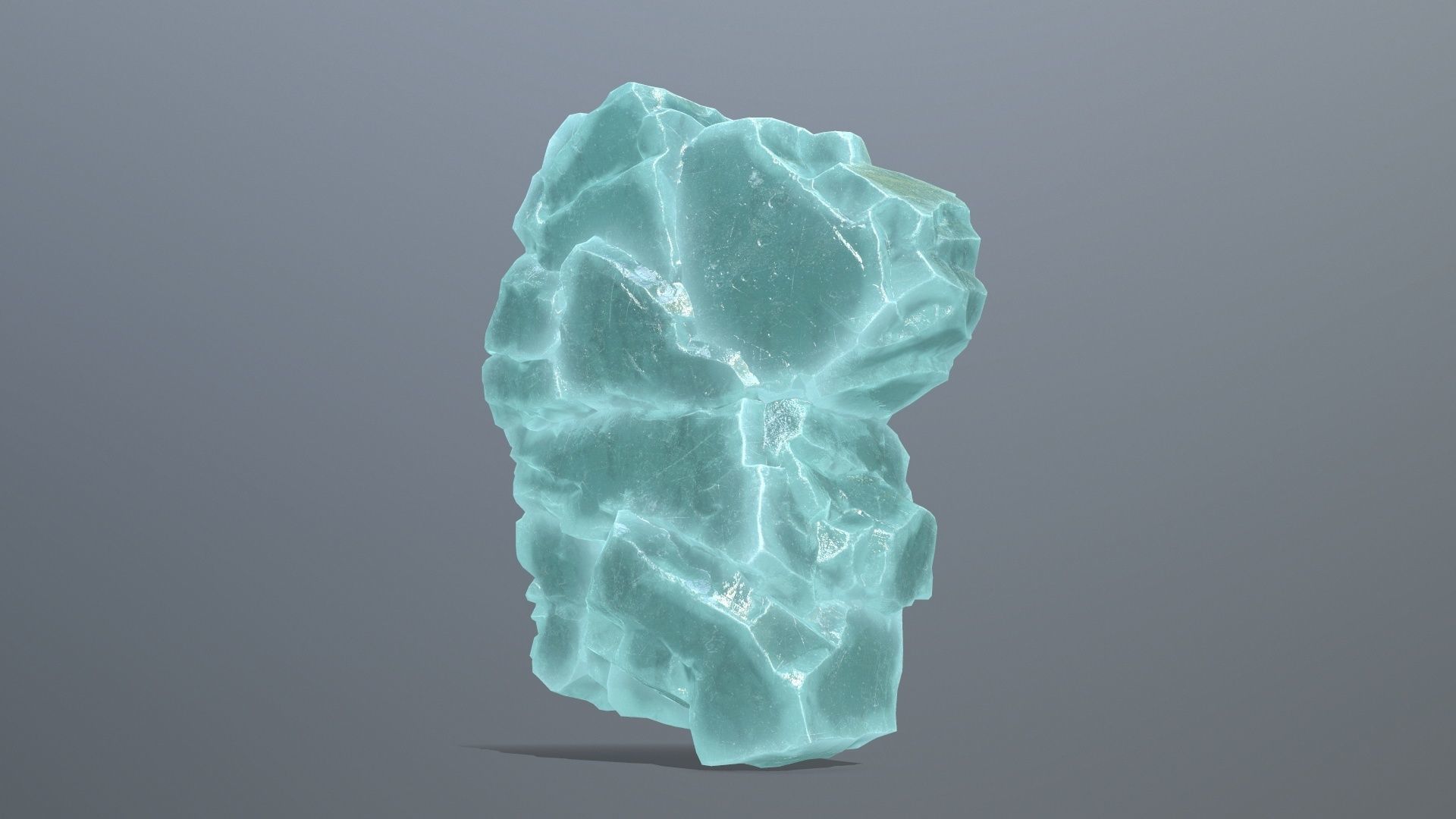 Stone piece of turquoise rock Low-poly 3D model_9