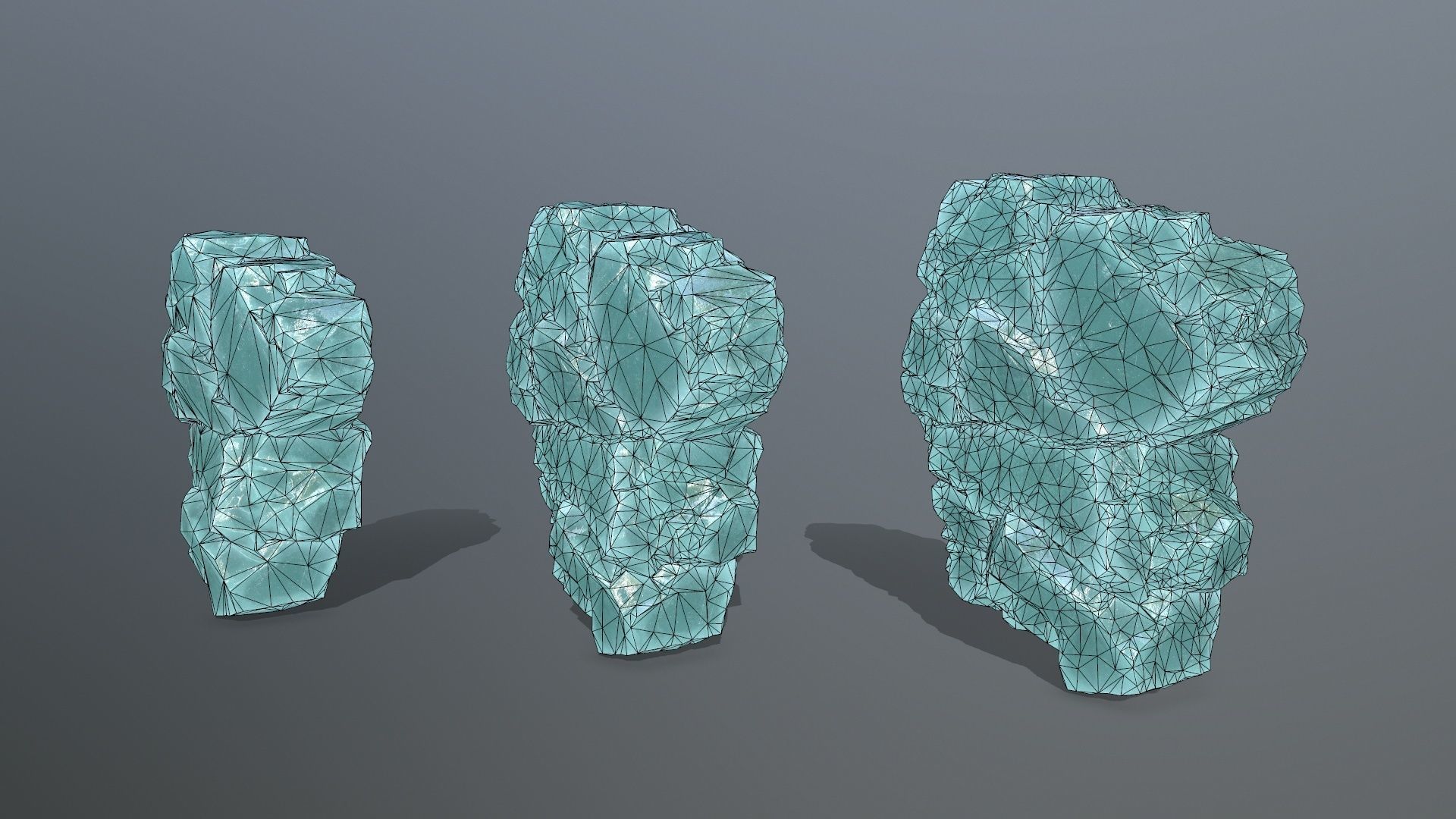 Stone piece of turquoise rock Low-poly 3D model_15