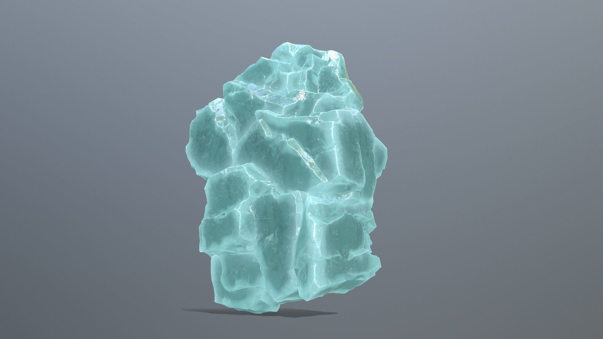 Stone piece of turquoise rock Low-poly 3D model_5