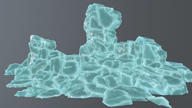 Stone piece of turquoise rock Low-poly 3D model