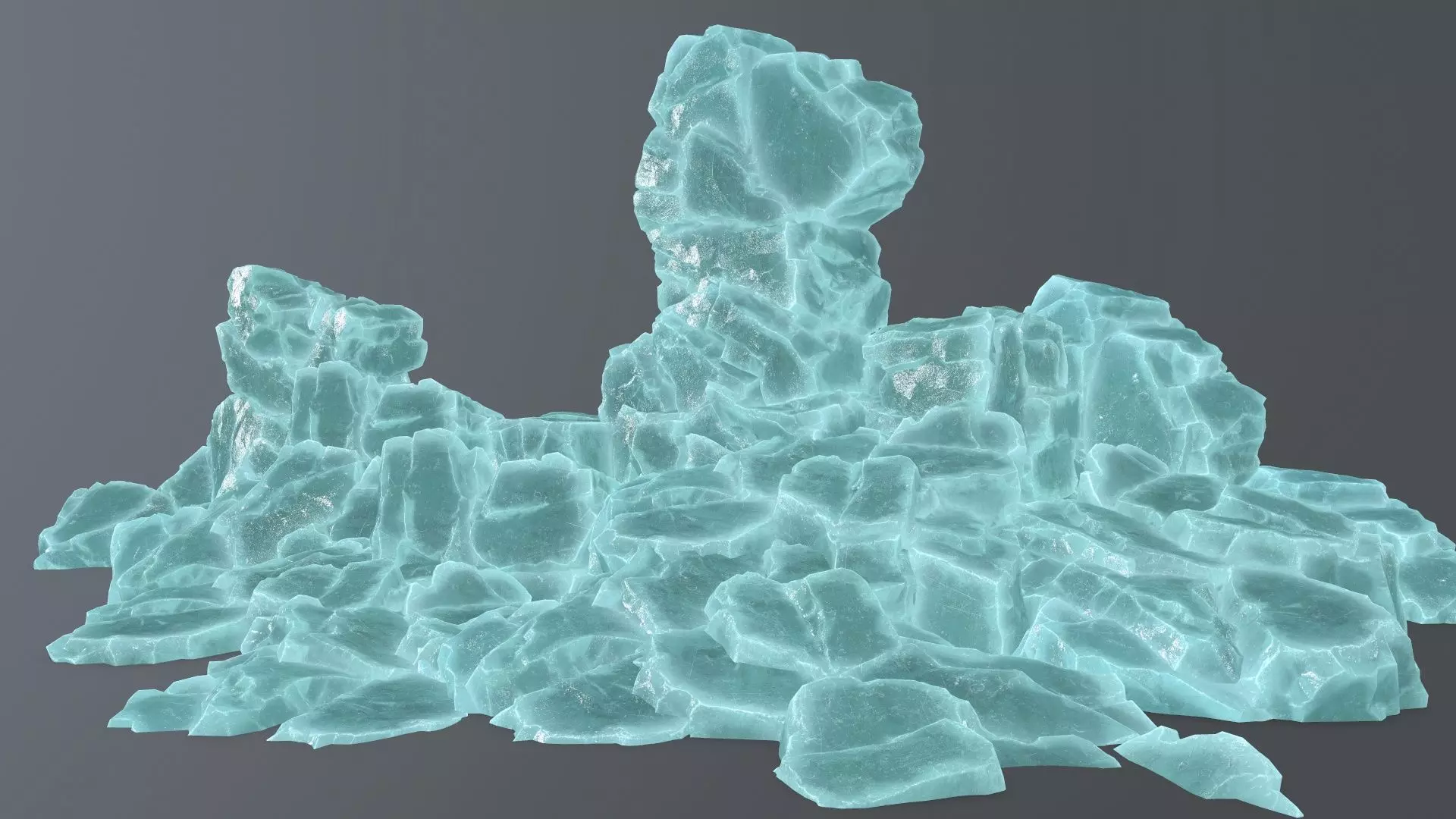 Stone piece of turquoise rock Low-poly 3D model_0