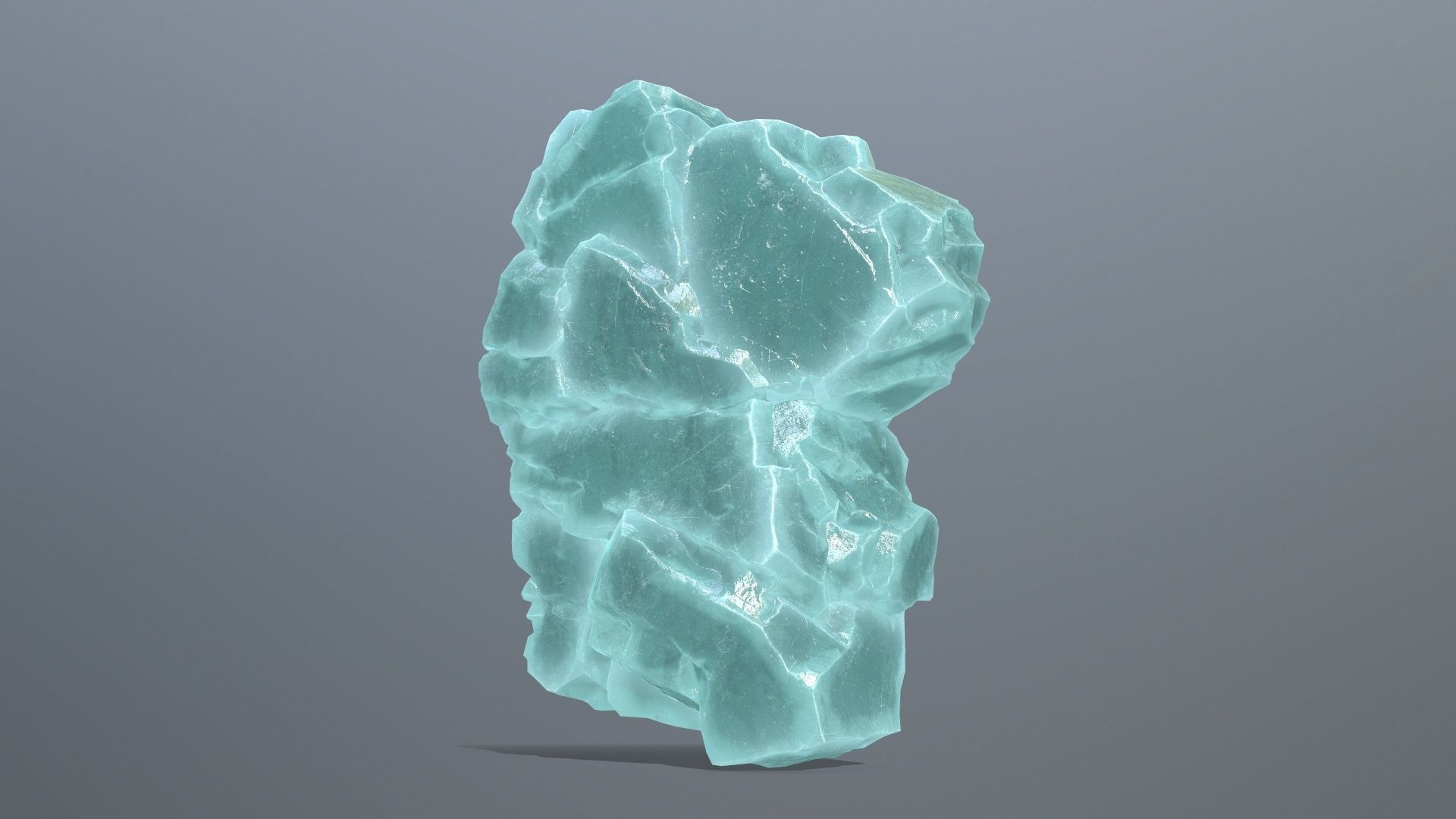 Stone piece of turquoise rock Low-poly 3D model_1