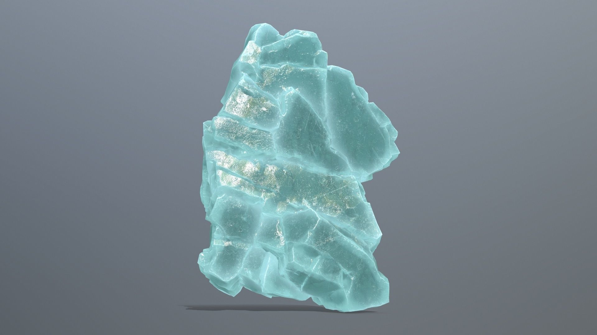 Stone piece of turquoise rock Low-poly 3D model_8