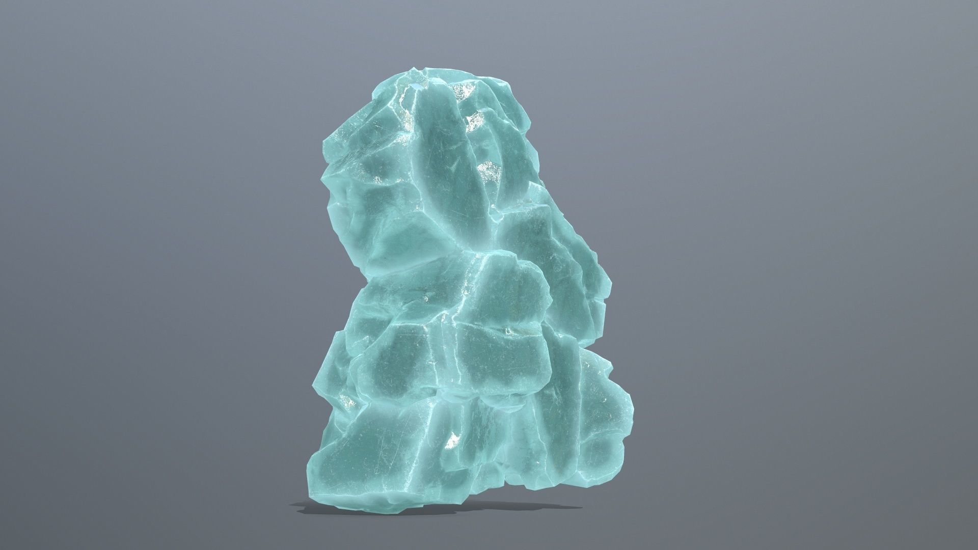 Stone piece of turquoise rock Low-poly 3D model_3