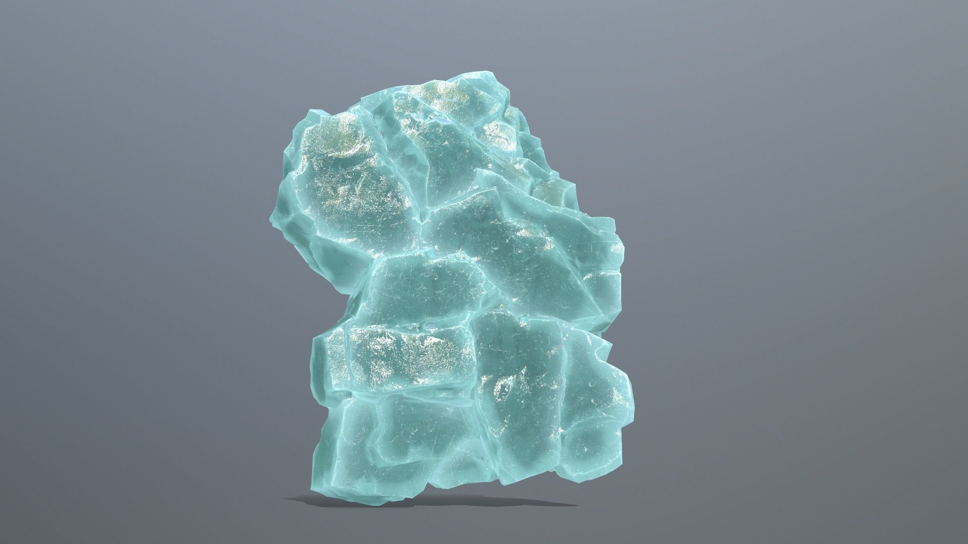 Stone piece of turquoise rock Low-poly 3D model_4