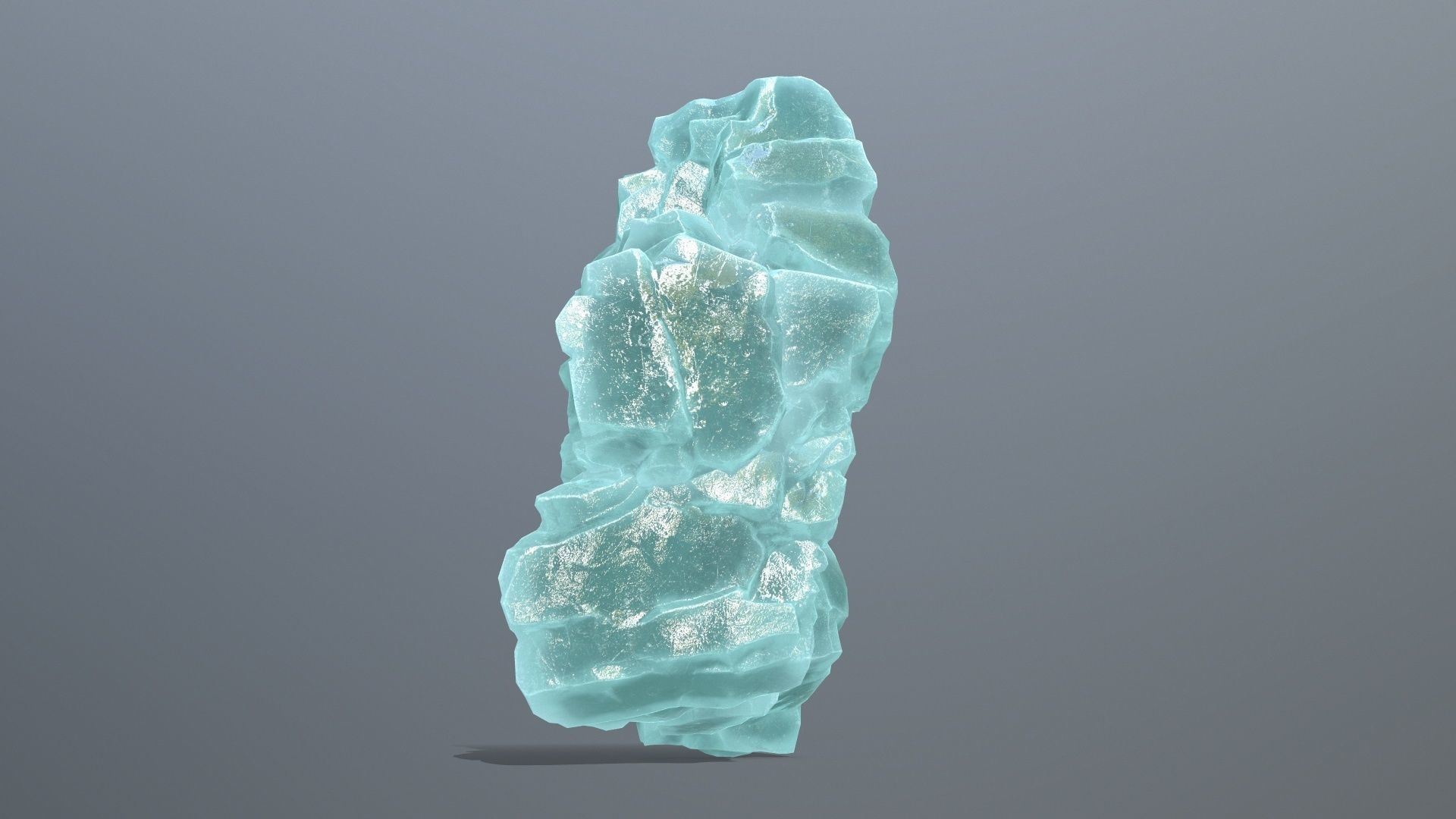 Stone piece of turquoise rock Low-poly 3D model_6
