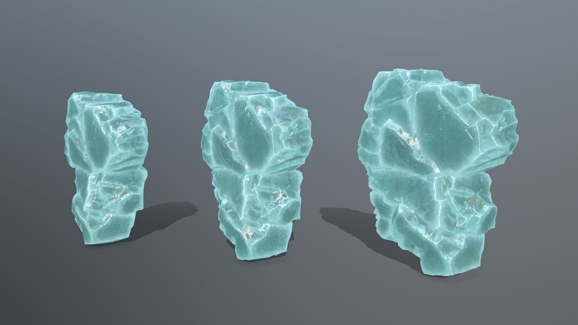 Stone piece of turquoise rock Low-poly 3D model_14