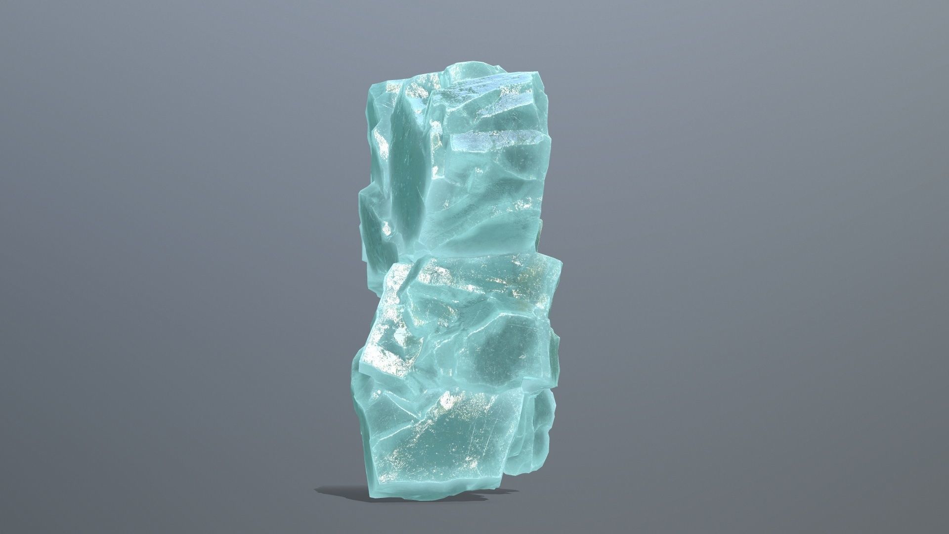 Stone piece of turquoise rock Low-poly 3D model_2