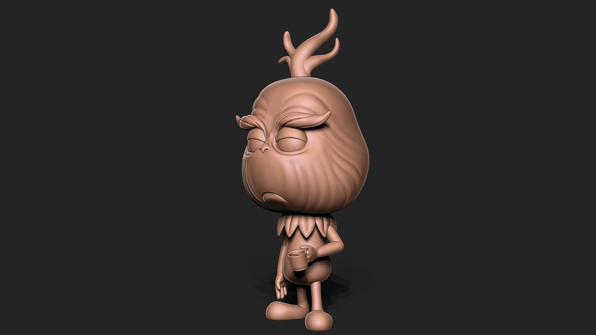 THE GRINCH cartoon character with antlers 3D print model_2