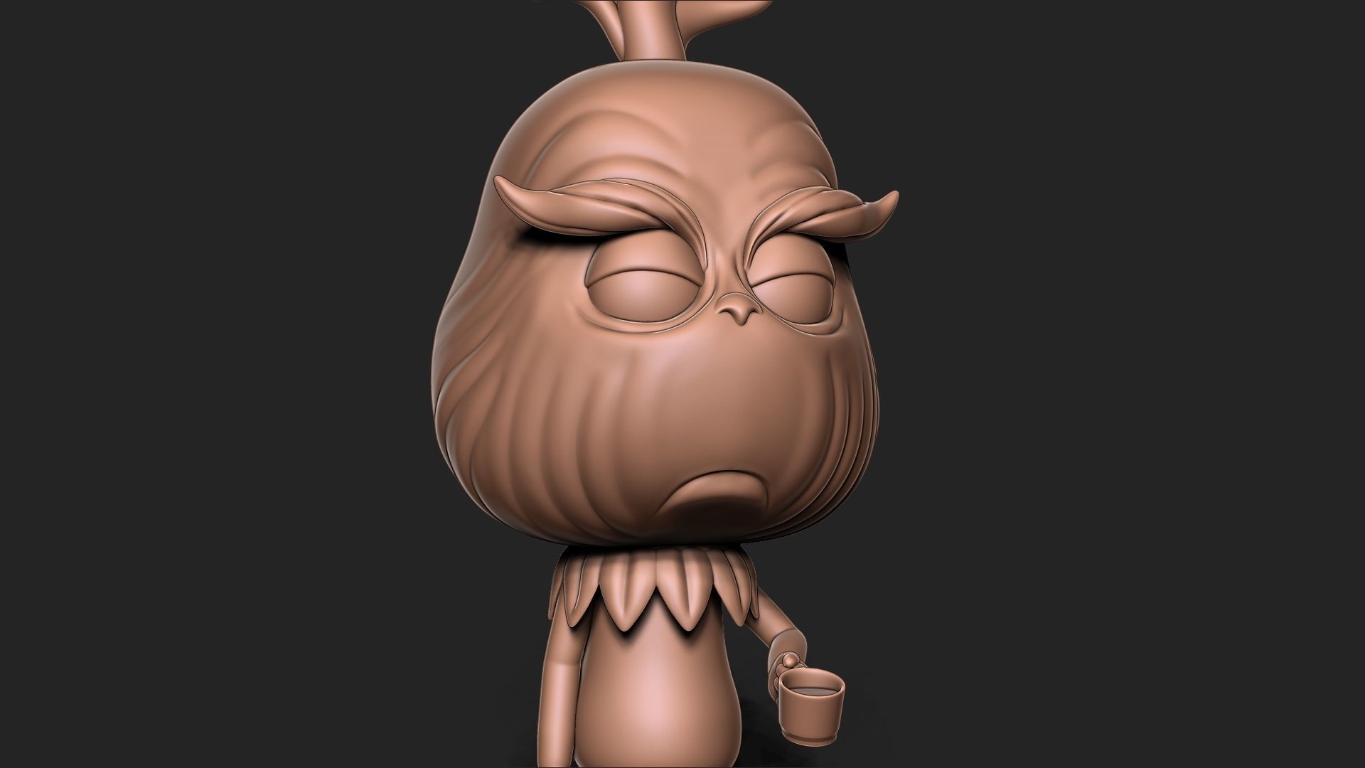 THE GRINCH cartoon character with antlers 3D print model_6
