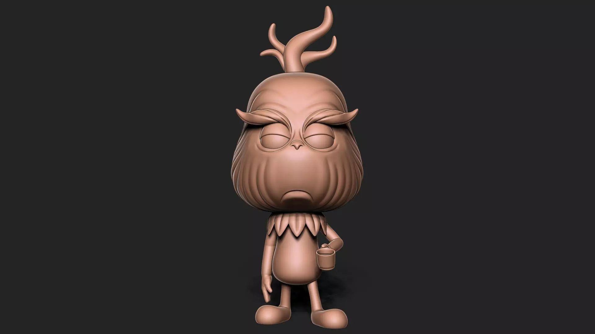 THE GRINCH cartoon character with antlers 3D print model_0
