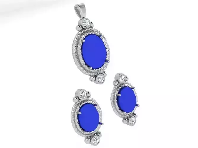 Royal collection pendant and earring 3430 3D print model 