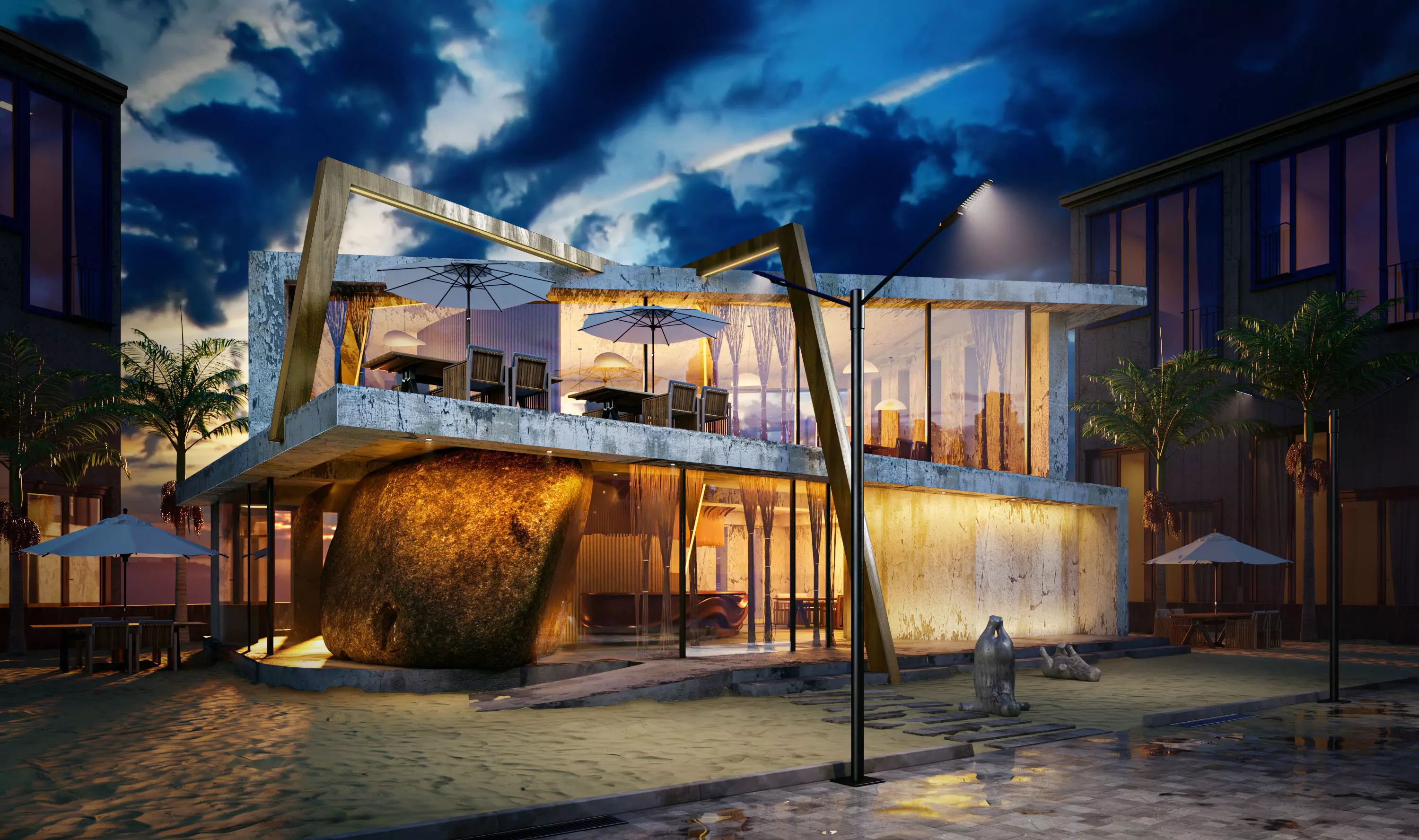 Rock Cafe by the Sea 3D model