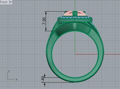 Pink stone heart diamond ring with band 3432 3D print model 3D print model_5