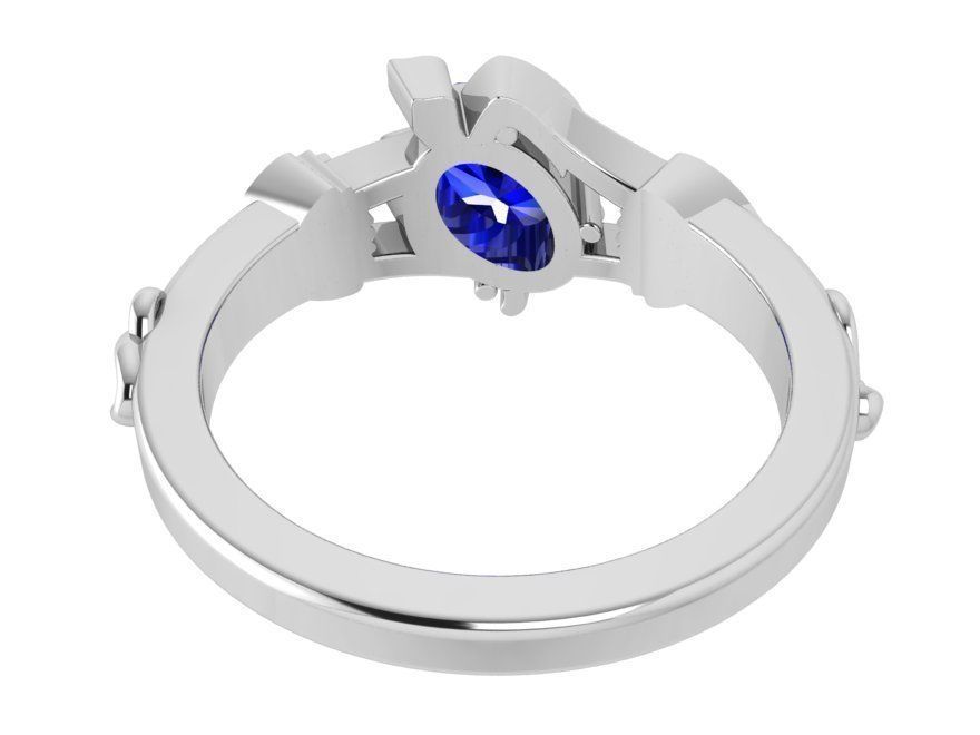 Small blue stone diamond ring 3434 3D print model 3D print model_3