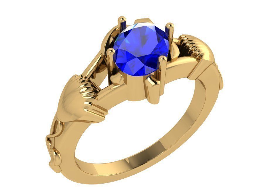 Small blue stone diamond ring 3434 3D print model 3D print model_1