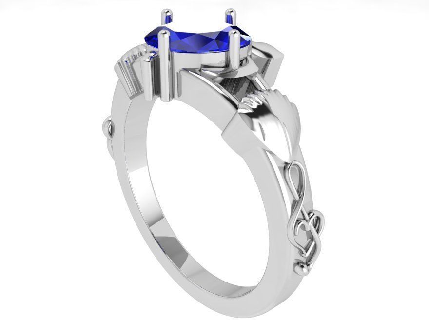 Small blue stone diamond ring 3434 3D print model 3D print model_2