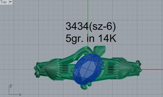 Small blue stone diamond ring 3434 3D print model 3D print model_4
