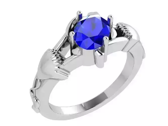 Small blue stone diamond ring 3434 3D print model 
