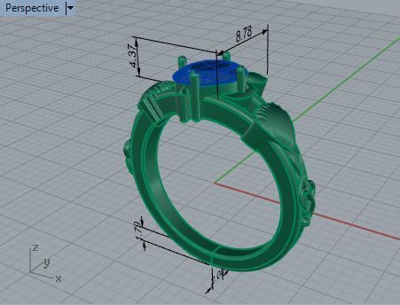 Small blue stone diamond ring 3434 3D print model 3D print model_7